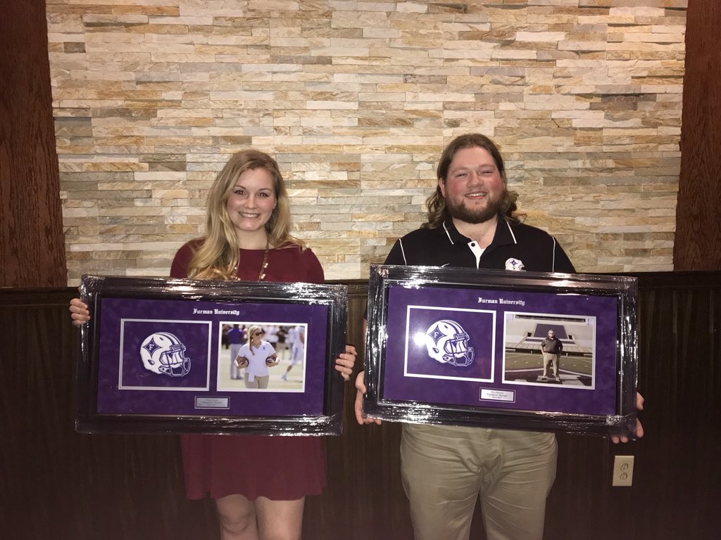 FurmanEquip's tweet photo. Big day for these two! Excited to watch them walk across the stage &amp; begin their next chapter in life.  From freshman year to senior year they have always been there! Don’t know Furman Equipment without them.  Congratulations Paige &amp; Trey! 

#Captains
#FUAllTheTime https://t.co/c57bNqrPLu