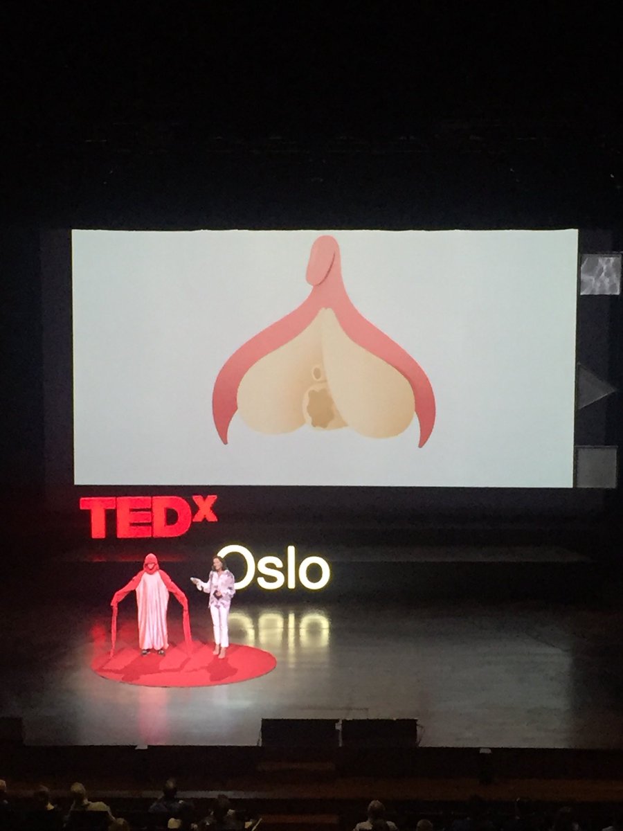TEDxOslo's tweet photo. Did you know that the clitoris is almost the size of a penis? @MariaRosok giving us a lesson on the unknown greatness of the clitoris. #TEDxOslo2018 @SexogSamfunn https://t.co/bC62lQ6D8g