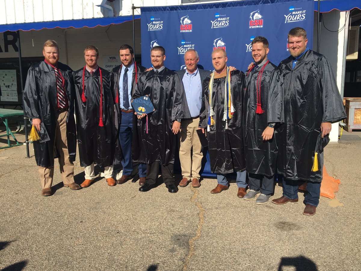 gothunderwolves's tweet photo. .@CSUPFootball seniors celebrate @CSUPueblo Graduation!! #ThePackWay #PackGraduates https://t.co/mnJFaEhtnY