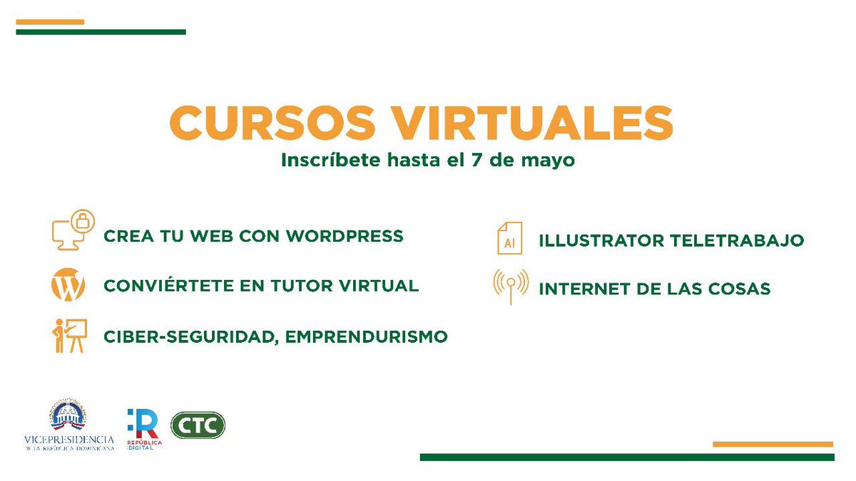 CTCRDO's tweet photo. Capacítate desde la comodidad de tu hogar con la oferta académica que te ofrece #CTCVirtual. Inscripciones abiertas hasta el 7 de mayo. 👉🏽 https://t.co/cOjqGlkZHu https://t.co/qRJPvviPwg