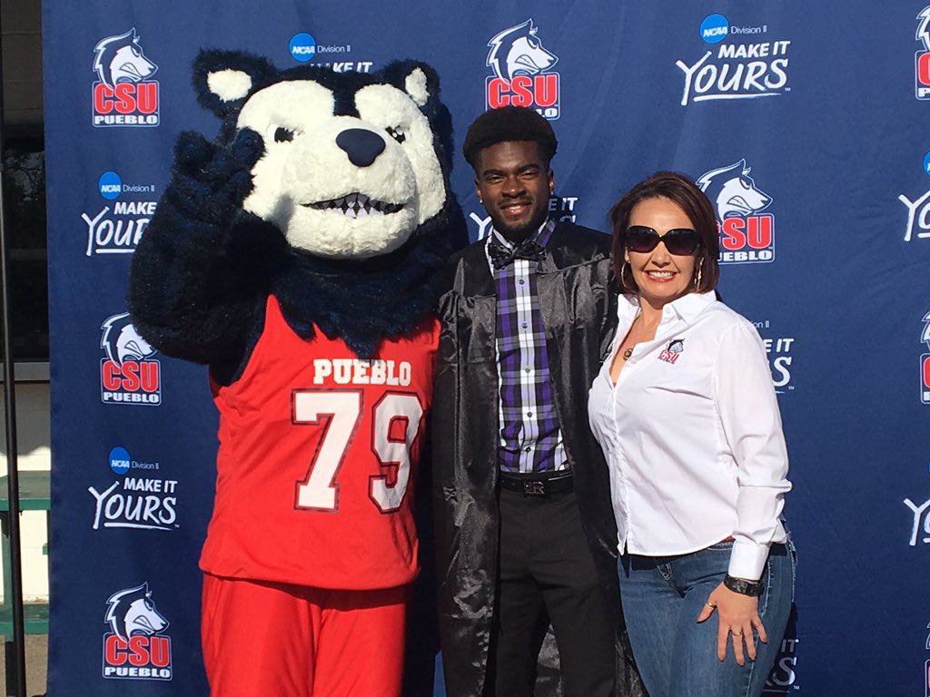 gothunderwolves's tweet photo. Pack T&F standout and @csupuebloalumni office worker Ron Sweeten celebrates @CSUPueblo Graduation!! #ThePackWay #PackGraduates https://t.co/S029giLQlv