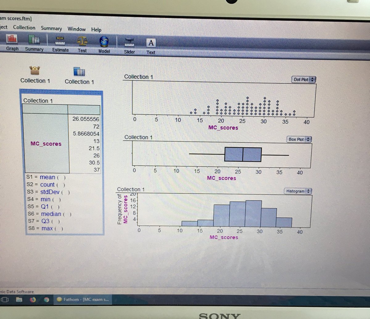 OFHSNormAndAl's tweet image. Beautiful morning to grade some AP Stats finals. Lots of you did a great job... proud of you! And “no obvious signs of non-normality” in these graphs! If you want to know which dot is you in that dot plot, email me and ask. Otherwise we will go over in class Wednesday.