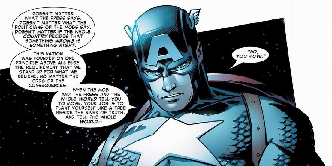 jedipadmaster's tweet photo. Plant yourself like a tree beside the river of truth and tell the whole world no, you move. #ComicsCount #edureads #marvel #CaptainAmerica https://t.co/25SyxnmHWo