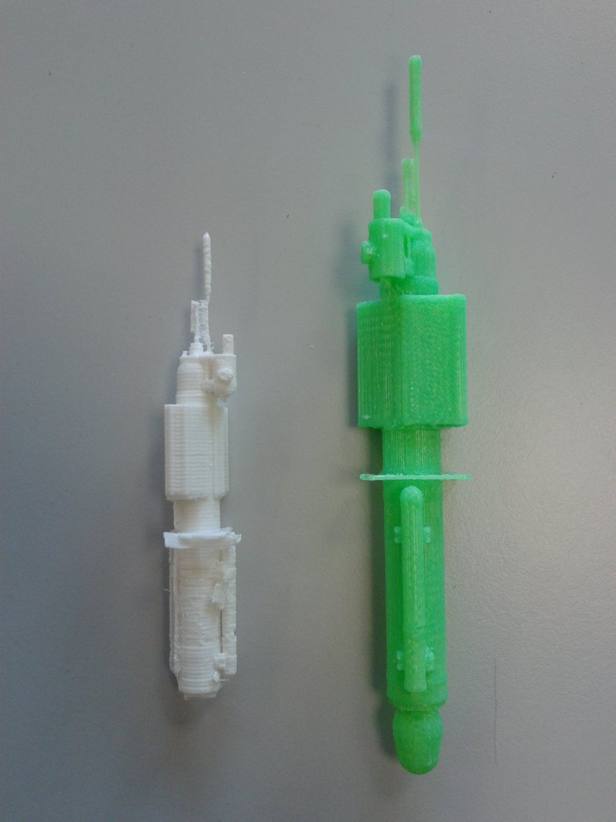 phare_jromains's tweet photo. 1er test d'impression 3D du #flotteur #profileur avec une #PrusaI3. De petites imperfections dues au redimensionnement du flotteur en 100mm et 150 mm. Du coup, les élèves travailleront tout prochainement à une modélisation simplifiée de ce flotteur sous #sketchup. A suivre 🐡 https://t.co/oa8rYhvOT3