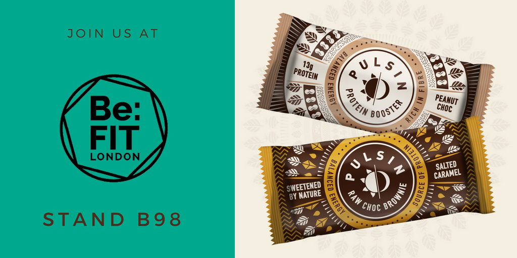 pulsinhq's tweet photo. Be one of the first to try our two newest bars; Peanut Choc Protein Booster and Salted Caramel Raw Choc Brownie @BeFitLondon stand B98 #befit2018 https://t.co/nzKFe2xDaS