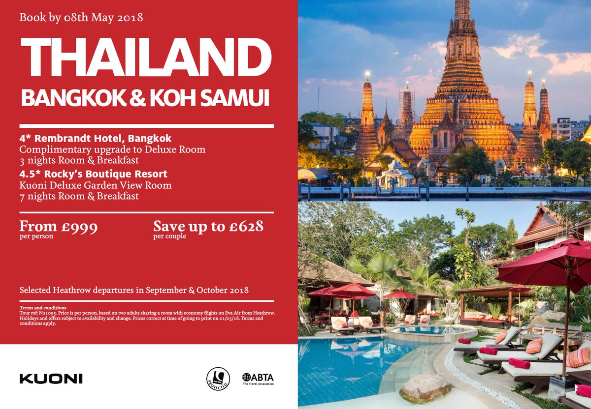 KuoniMKeynes's tweet photo. #weekendoffer @KuoniMKeynes  #Thailand #bangkok #kohsamui #endssoon
call us 01908 66 77 99 for more info!!
We have experts in store https://t.co/JscO8TdgDu