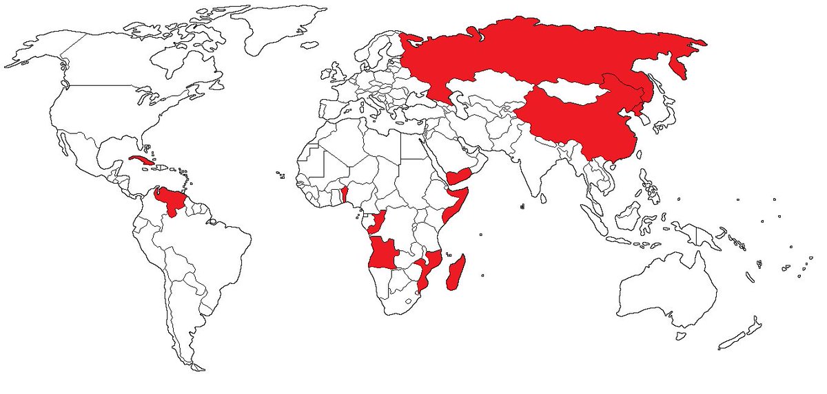 pablocast13's tweet photo. Un poco de historia:
1. En blanco los países en donde no ha funcionado la teoría de Karl Marx. 
2. En rojo lo mismo pero en rojo. https://t.co/MF7lmiTRSr