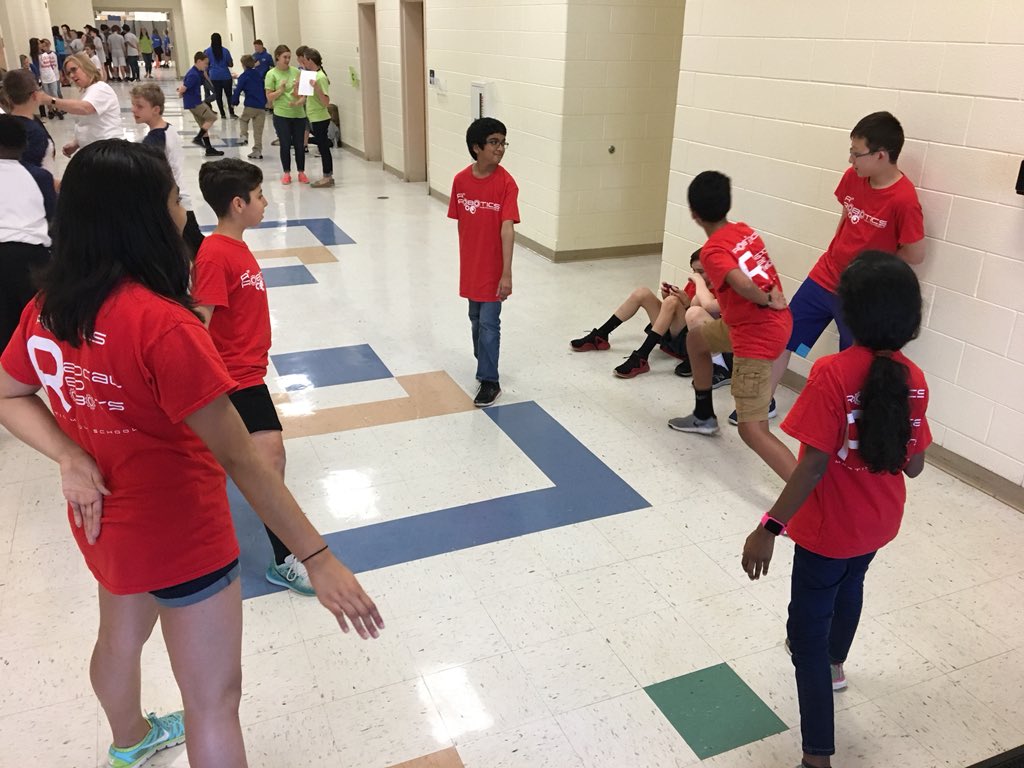 TeachKalsbeek's tweet photo. Nothing like a little game of #ninja to get ready for the teamwork challenge at #RoboFest @MartinMustangs https://t.co/zWmCDYFBPS