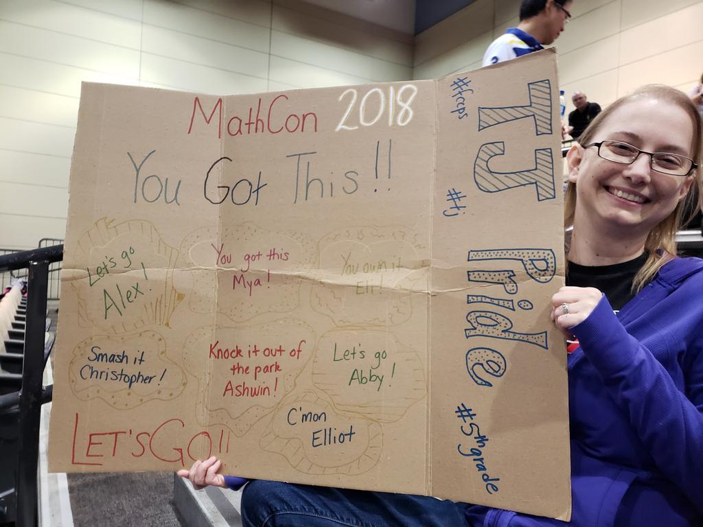 nadineblock's tweet photo. @MrsFayTJ cheering on TJ fifth graders! @whatsupinace @FCCPS #mathcon2018 https://t.co/ouMXNrwHSV