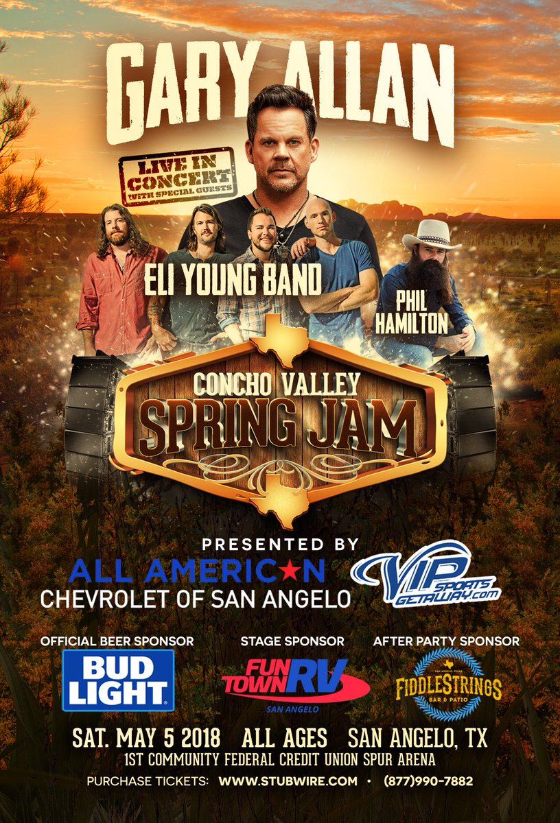 EliYoungBand's tweet photo. San Angelo! Who’s coming out to celebrate #CincodeMayo with us and the boys @GaryAllan and @PhilthyHamilton tonight?! #eliyoungband #garyallan #philhamilton https://t.co/vscHCY0ZXg