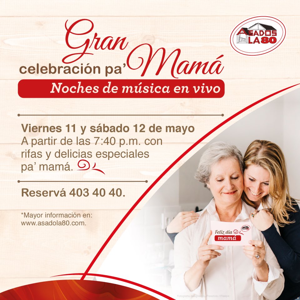 asadosla80's tweet photo. Programáte y sorprendé a tu santa madre, este viernes 11 y sábado 12 de mayo, desde las 7:40 p.m. con música en vivo y las delicias de nuestra tradición en nuestra sede Belén. 

Porque celebrar con mamá en #AsadosLa80 es disfrutar de un gran momento https://t.co/SanurTevSn