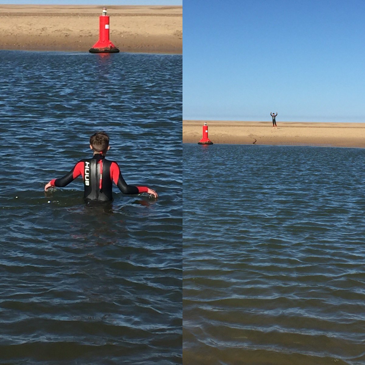NigelDilks's tweet photo. Light work of swimming the channel today @HUUBDesign @Holkham @PMARacing #toocoldforthat https://t.co/jEZ9LlsJdv