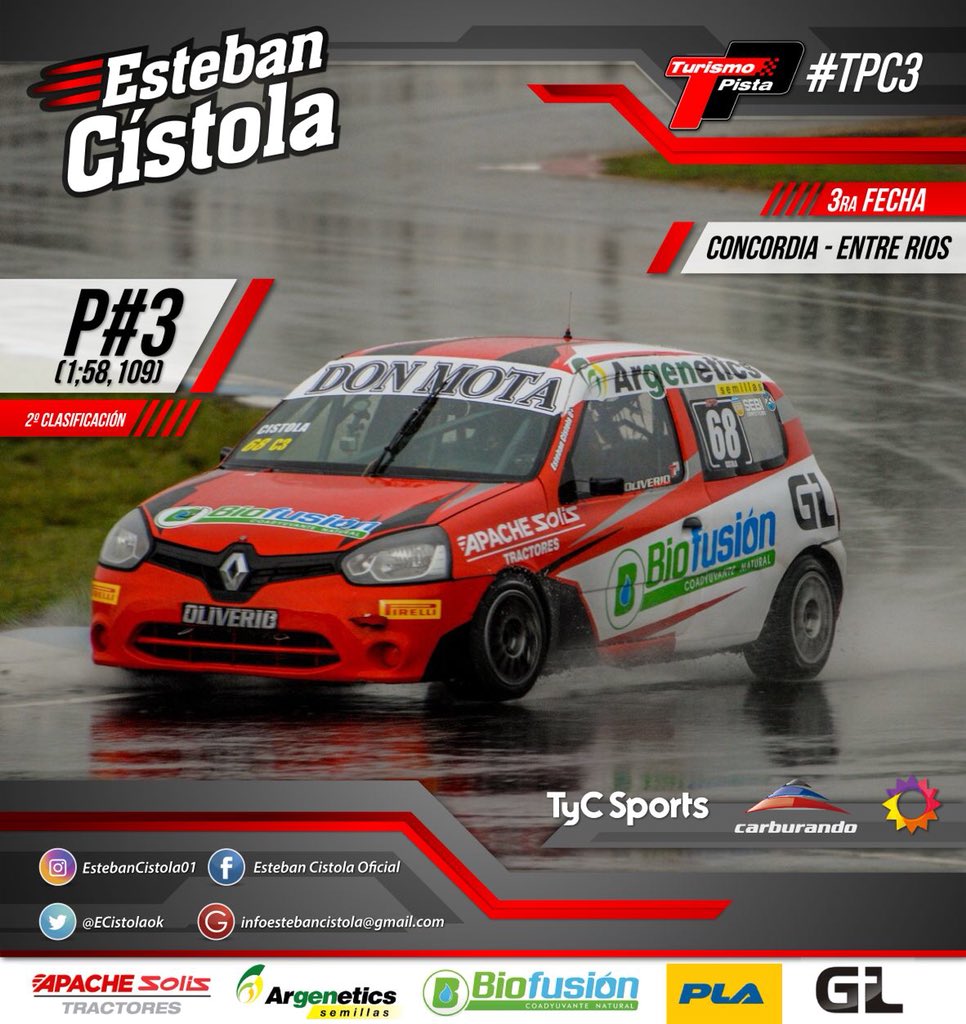ecistola's tweet photo. #2daClasificación
#ClasificaciónGral
#P3 🏁⏱
#TPC3
#3raFecha
#OliverioCompetición
#Concordia
#GraciasSponsors
#ApacheSolis
#Argenetics
#GL
#Biofusión
#Pla 🏁🚀🚀🚀 @TurismoPista https://t.co/6b5JGPXe1b