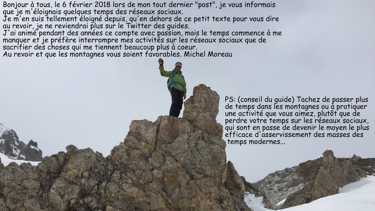 guidespacekilly's tweet image. Hello les skieurs, je m&apos;étais éloigné des réseaux sociaux durant quelques semaines, mais j&apos;ai été si loin que je n&apos;y reviendrai plus. Au revoir et que les montagnes continuent de vous inspirer. Mimi Moreau simple guide 😏🙂😎
PS: Plus d&apos;explications sur sur la photo.