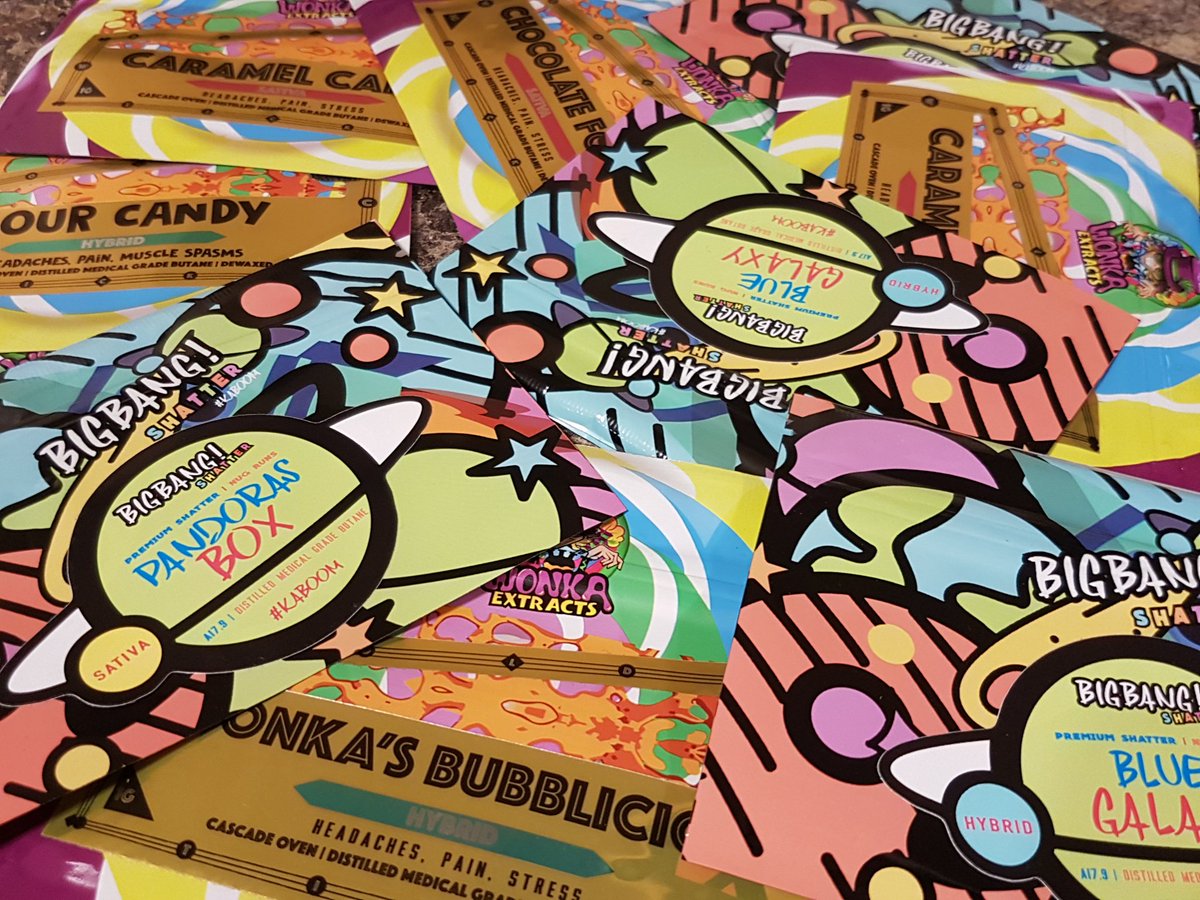 FameRetweets's tweet photo. New flavours have arrived! Which is your favourite? 💙 

#wonkaextractscanada #bigbangextracts

#TrueChron #Dab #Dabs #dabdaily #shatter #bigbang #wonka #fueledbythc #high #medicalmarijuana #pothead #kush #420life #bud #hightimes #smokeweedeveryday #THC #stoned #weedsociety https://t.co/U99RioXUpF