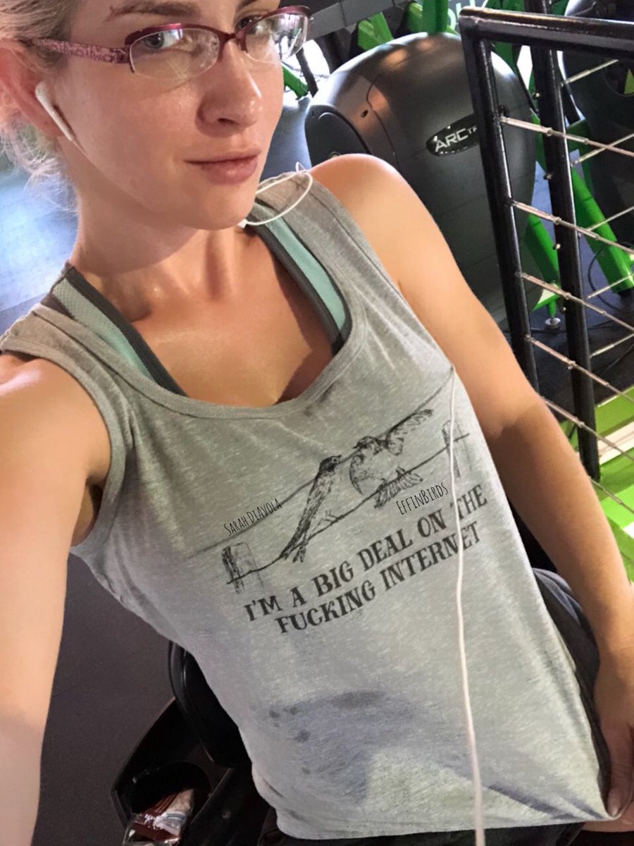 SarahDiAvola's tweet photo. Thank you @EffinBirds for what is legitimately My favorite gym shirt! It’s breathable, cute, and I’m goddamned serious about it. https://t.co/VqYFE4LqL5