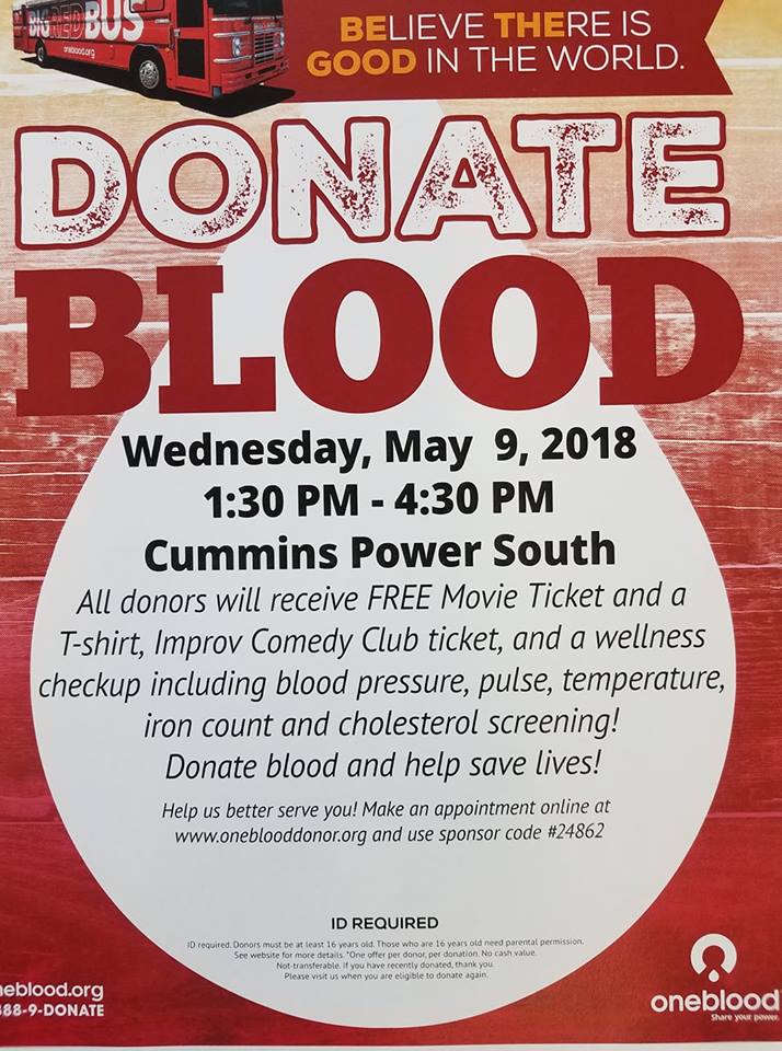 philipWPB's tweet photo. Blood Drive #Cummins 3754 Interstate Park Way, Riviera Beach, 33404.  Free:  Movie Ticket, T-shirt, Improv Comedy Club ticket, wellness check including blood pressure, pulse, temperature, iron count and cholesterol screening.  Donate blood and help save lives! https://t.co/MOggVzgx8y