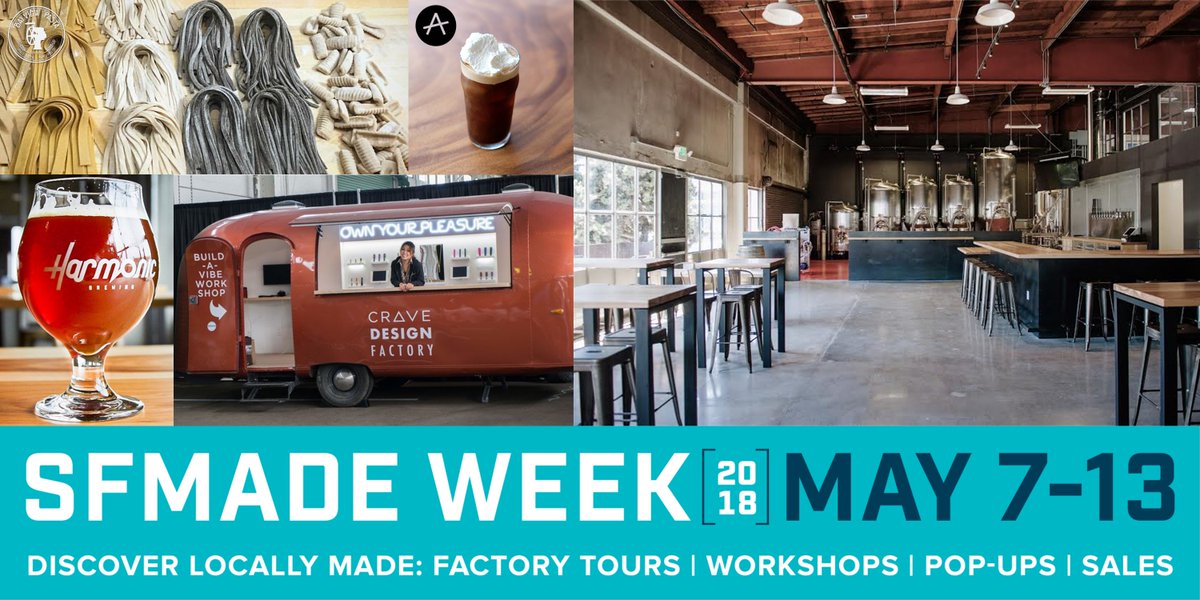 sfmade's tweet image. Sat 5/12 for #SFMW18, huge pop-up at @HarmonicBrewing w/ SFMade vendors, from savory to sweet to... luxury sex toys! -- including @AndytownSF @bayviewpasta @followcrave @ecopawz and more
More details &amp;amp; RSVP: bit.ly/harmonic-popup
5/12 1-7p @ 1050 26th Street, San Francisco