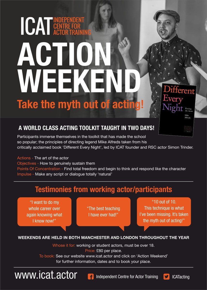 ICATacting's tweet photo. The next #London #ActionWeekend is coming up soon! 7th & 8th July. Led by #SimonTrinder, this is an excellent opportunity to immerse yourself in the toolkit that has made #ICATacting so popular: the principles of #MikeAlfreds.
https://t.co/TiXJ3zCDN9 https://t.co/ePZqXkhtQG
