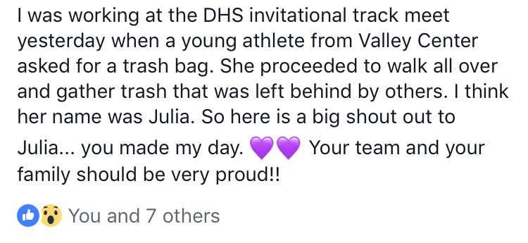 This was posted by an adult in Derby on FB this morning.  Pretty awesome. Know who this might be <a href="/StuCo_VCHS/">VCHS Student Council</a>?  #leadbyexample #notallteenagersarelazy