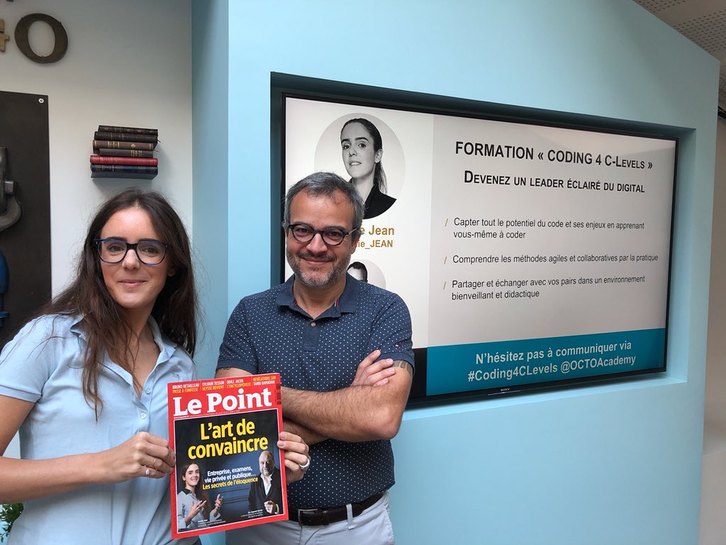 OCTOAcademy's tweet photo. "Pr les décideurs, s’initier au code permet de comprendre l’écosystème et la manière de penser des développeurs avec qui les employés non tech vont devoir de + en + travailler" Découvrez la formation "C-Levels : coder pour mieux décider" avec @Aurelie_JEAN https://t.co/pp6UrdRFob https://t.co/sbQvTguolO