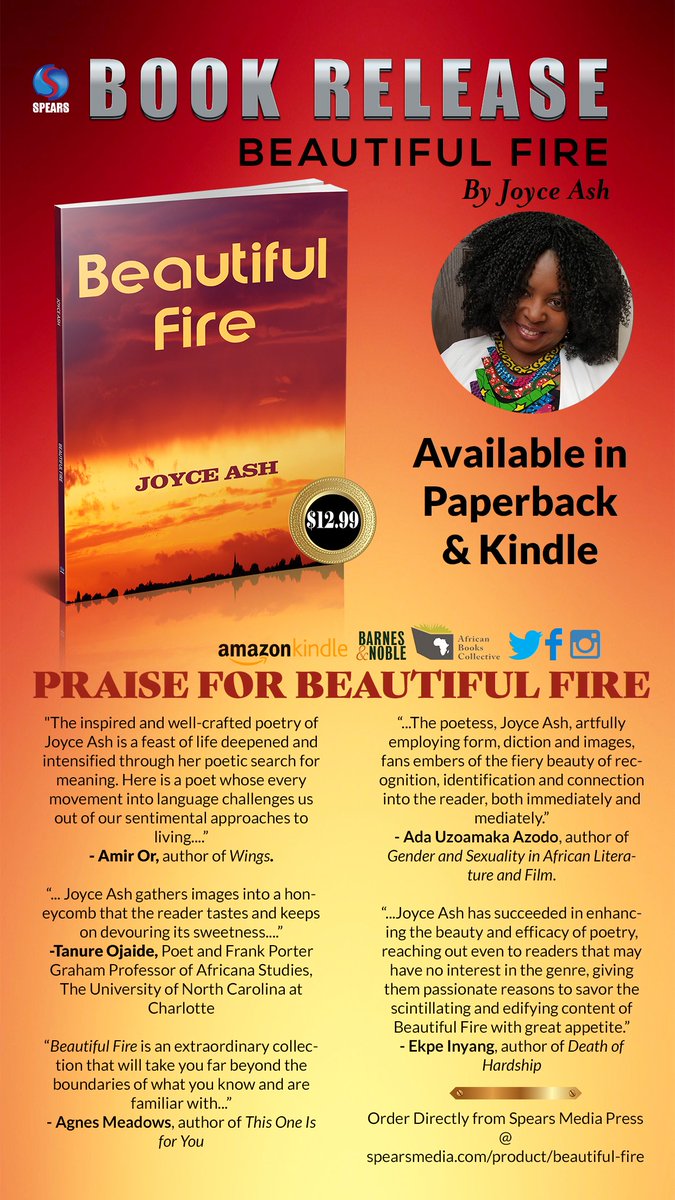 SpearsBooks's tweet photo. "...By negotiating language within and between cultural spaces, Joyce Ash has succeeded in enhancing the beauty and efficacy of poetry, reaching out even to readers that may have no interest in the genre..."
˗ Ekpe Inyang, author of Death of Hardship #Beautifulfire #JoyceAsh https://t.co/hJvHth3tQI