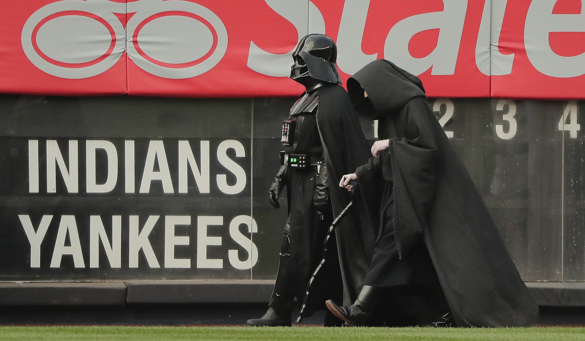 clevelanddotcom on X: In honor of Star Wars Day on Friday, characters Darth  Vader and Emperor Palpatine we're at Yankee Stadium before the Indians took  on the Yankees. Photo: AP  /
