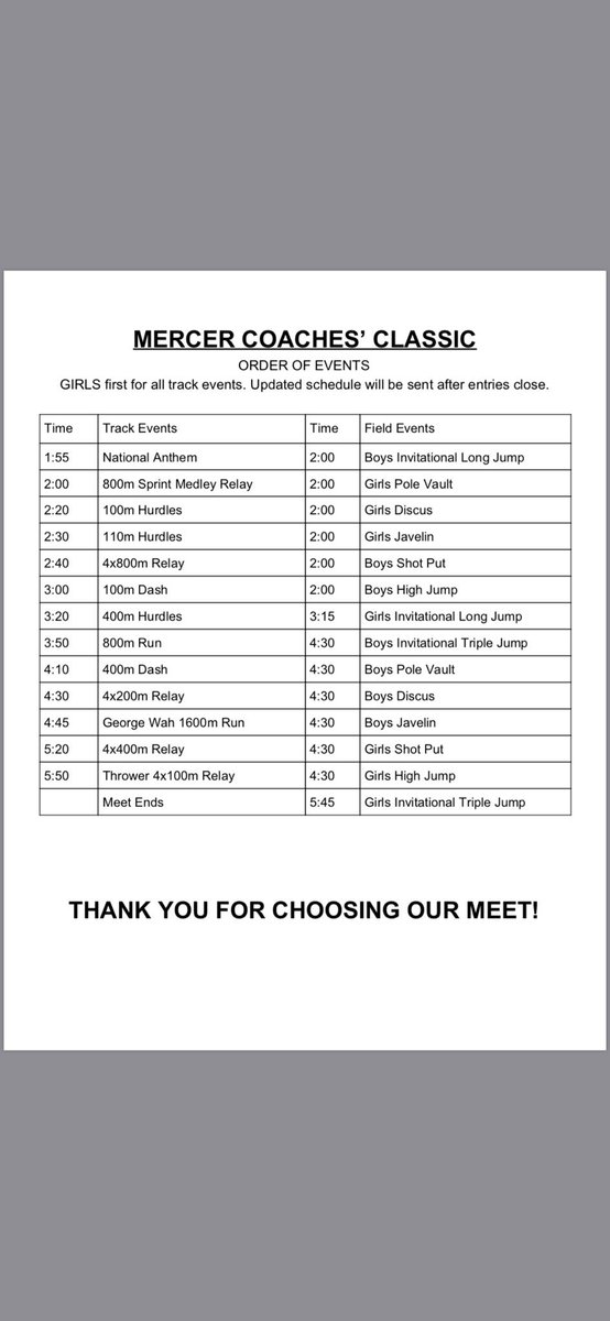 Order of events for today:
