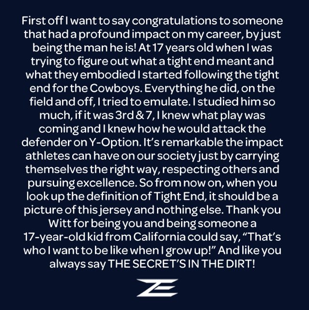ZERTZ_86's tweet photo. Congratulations and thank you, @JasonWitten! https://t.co/mnX4EEKCuM