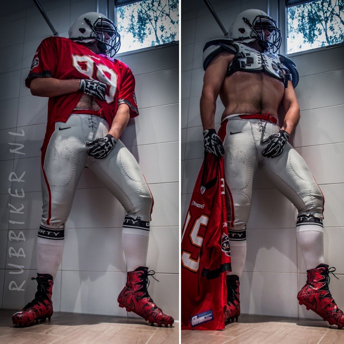 Gay guys into football gear