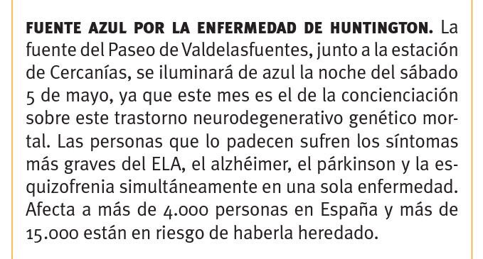 Alcobendas_ayto's tweet photo. Iluminada de azul en #Alcobendas en apoyo a los enfermes de Huntington. #HablemosDeHD #Concienciación 💙💜 https://t.co/ScnSAuKj26