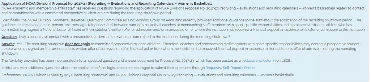 NAACconnect's tweet photo. Reminder! The NCAA DI WBB Recruiting Shut Down Period is upon us!  It begins Monday, May 7th and lasts through Sunday, May 13th! https://t.co/hwaqMUsnmF