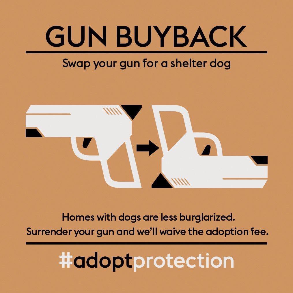 smithographic's tweet photo. Gun BuyBack - Swap your gun for a shelter doggo.
https://t.co/xuj8cijMGg
#AdoptProtection #dogsoftwitter #dogs #guns #Design https://t.co/VJUCI8vBMM