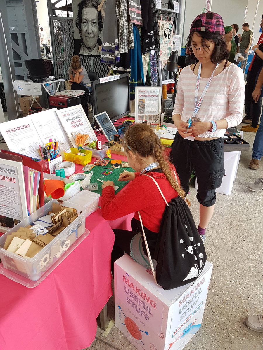 MakeUsefulStuff's tweet photo. Thanks for a great day 1 at #MFV18!! Come and see us for more DIY-electronics crafting and project presentations tomorrow ;) https://t.co/vvx3VQfI8h
