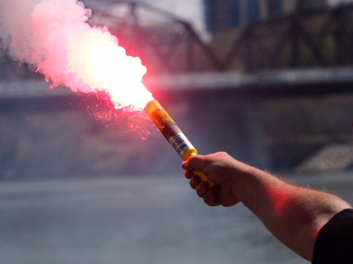 yxeriversafety's tweet photo. In an emergency, The Prairie Lily uses horn signals and flares like these. #yxeriversafety https://t.co/Wcy1i7il39