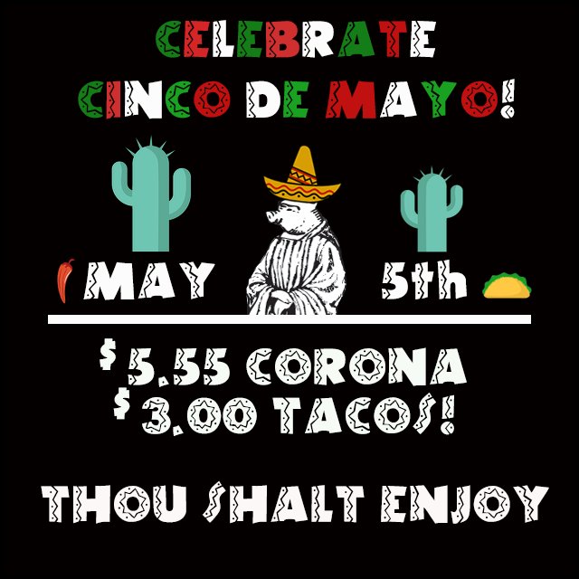 HolySmokebarbq's tweet photo. Celebrate Cinco de Mayo at our Midnapore location today! Enjoy Pulled Pork tacos, always smoked to perfection! We are serving Ice Cold Coronas on special to quench your thirsts, thou shalt enjoy!
#holysmokebbq #supportlocal https://t.co/snDwSOebSX