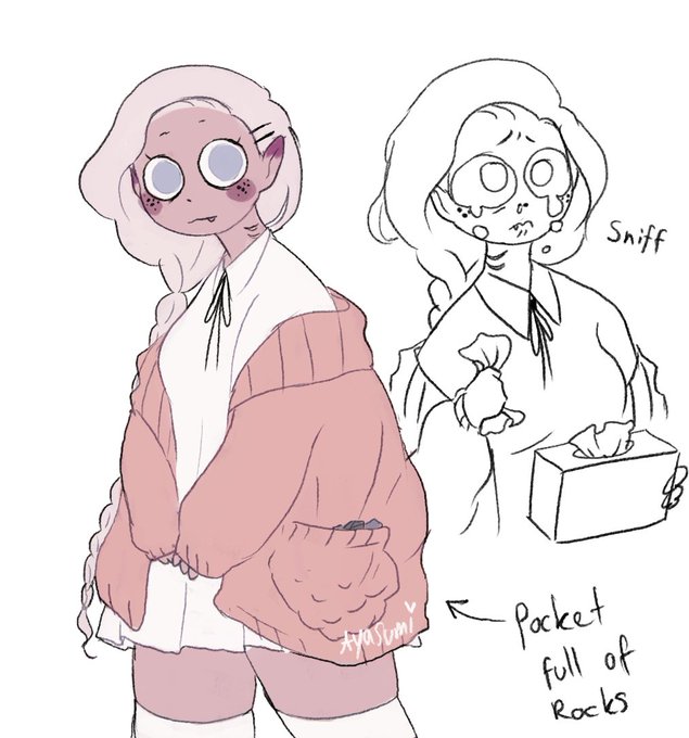 I redesigned Nimiane! She's a Welsh lake maiden/water spirit with big ol fish eyes 