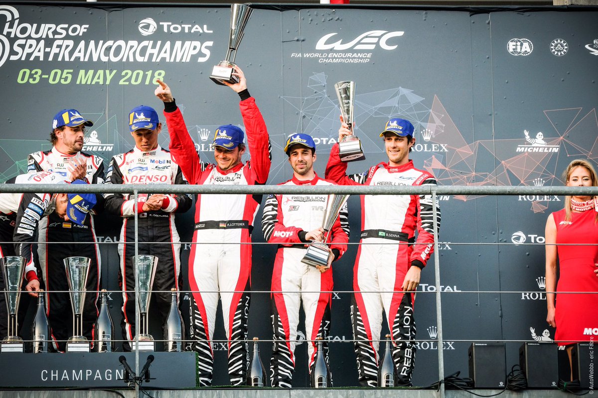 RebellionRacing's tweet photo. Congratulations guys! 🍾🍾🍾
@Andre_Lotterer @neeljani @BSenna 
#6HSPA #REBELLIONRacing #TVR #REB13 https://t.co/Cb2MxwXS2H
