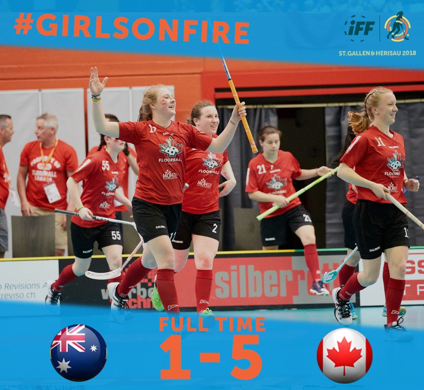 ALL OVER IN HERISAU ⏰ Congratulations to <a href="/U19CanadaWF/">U19 Canada WF Team</a> after their resounding win earns them a 13th placed finish, &amp; well done #Australia who finish 14th at their first ever #U19WFC. 👏👏👏#floorball #girlsonfire #Canada #Aussie