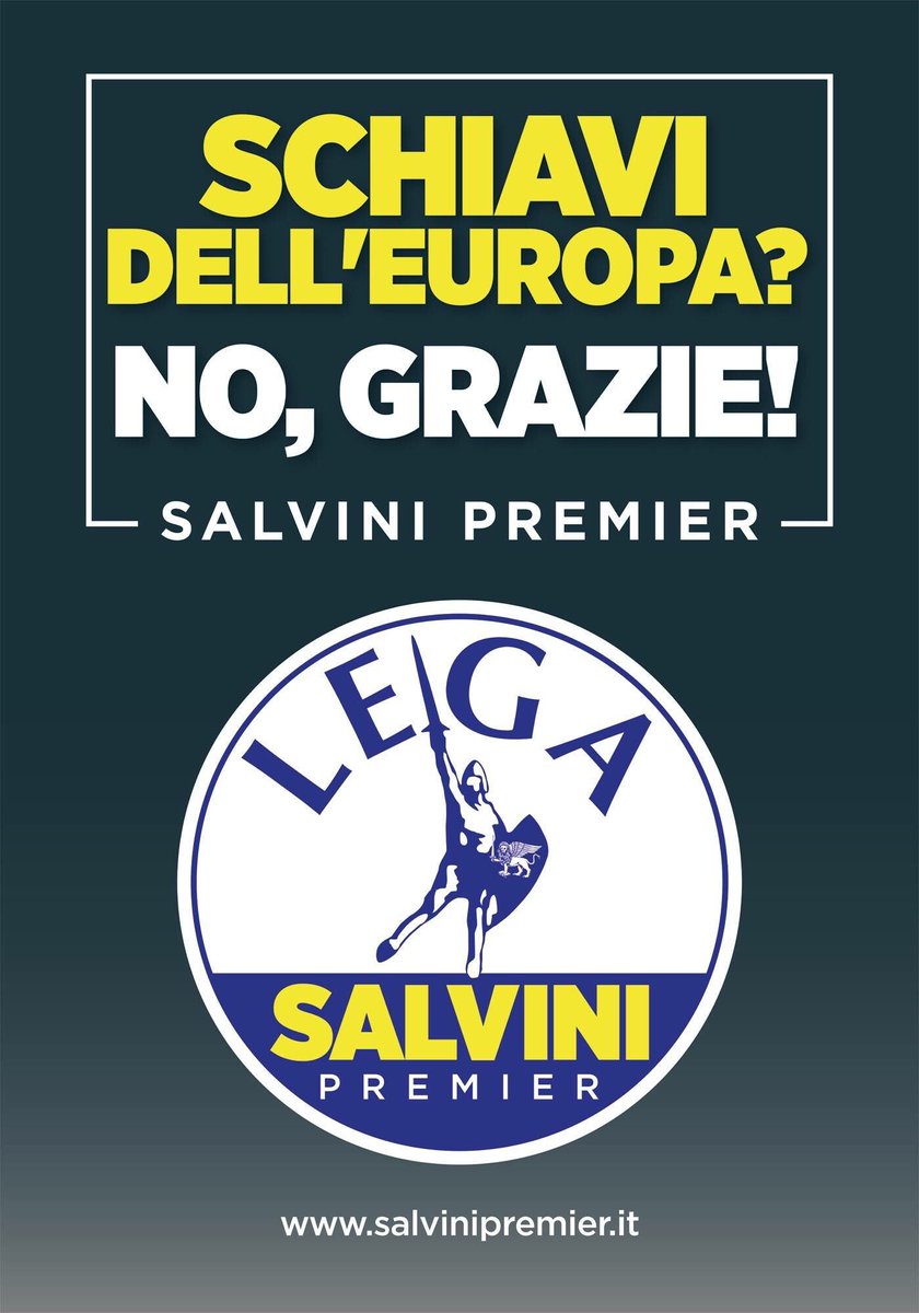 matteosalvinimi's tweet photo. Non cambio idea! Schiavi dell’Europa? MAI!
#primagliitaliani https://t.co/iJJOQ1YWMb