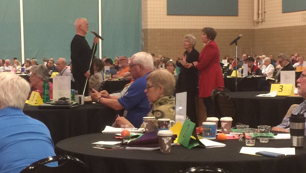 know_MAS's tweet photo. Deacon Dorothy Sparks addresses #masassembly about budgeting for sign language interpreters in order to be a truly inclusive church. The budget resolution passed. https://t.co/2XCWcCyJ47