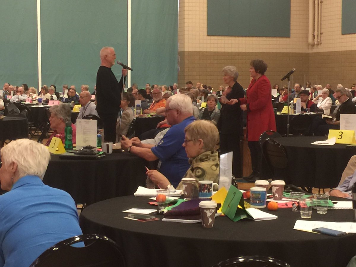 know_MAS's tweet photo. Deacon Dorothy Sparks addresses #masassembly about budgeting for sign language interpreters in order to be a truly inclusive church. The budget resolution passed. https://t.co/2XCWcCyJ47