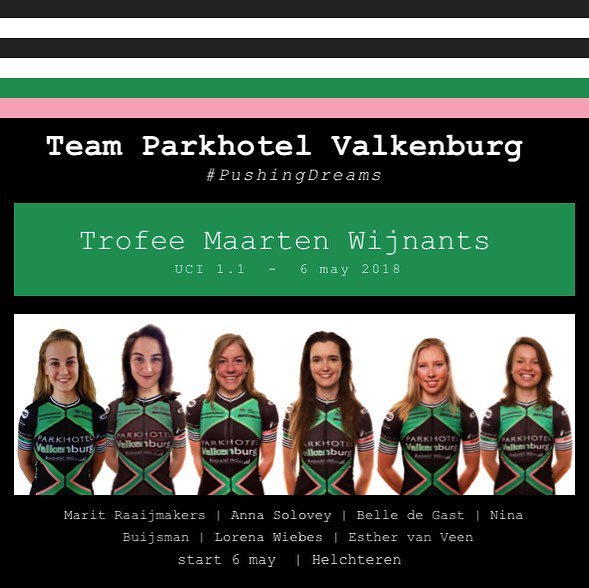 PHVCT (@pushingdreamsnl) on Twitter photo An almost fresh and new Squad racing in Trofee Maarten Wijnants this sunday!
Line-up:
@maritraaij
Anna Solovey
<a href="/belledegast/">Belle de Gast</a>
<a href="/NBuysman/">Nina Buijsman</a>
<a href="/lorenawiebes/">Lorena Wiebes</a>
<a href="/essvanveen/">Esther van Veen</a>
#PushingDreams . An almost fresh and new Squad racing in Trofee Maarten Wijnants this sunday!
Line-up:
@maritraaij
Anna Solovey
<a href="/belledegast/">Belle de Gast</a>
<a href="/NBuysman/">Nina Buijsman</a>
<a href="/lorenawiebes/">Lorena Wiebes</a>
<a href="/essvanveen/">Esther van Veen</a>
#PushingDreams .
