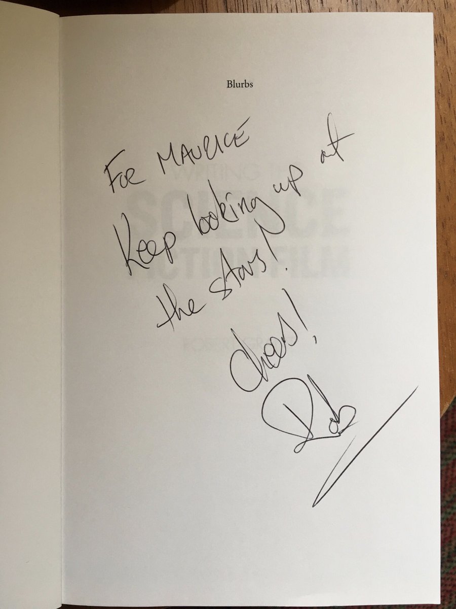MauriceHaeems's tweet photo. Just finished the excellent Chapter 1 of “Writing the Sci-Fi Film” - wish I had this book 3 years ago.

Author Robert Grant @swinefever gifted me an inscribed copy at @scifilondon after the screening of @chimerathemovie. This is such a great resource, thank you Rob! https://t.co/YMX9EzLMuc