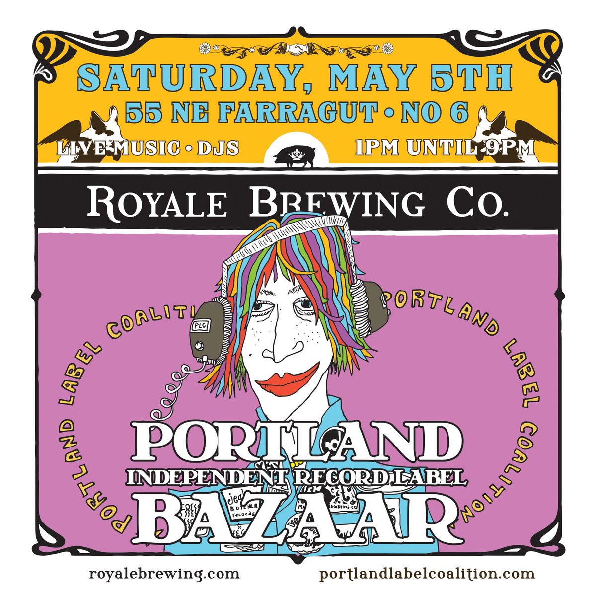 MamaBirdRC's tweet photo. The Portland Label Coalition's throwing a label fair TODAY at @RoyaleBeer! We'll be there with all the local homie labels. 1-9pm. $3 beers! https://t.co/AOAw56lW3B