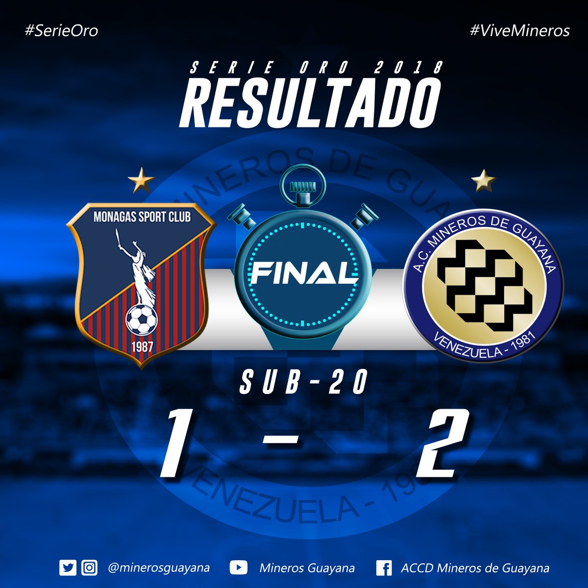 MinerosGuayana's tweet photo. #SerieOroFUTVE 🏆 | Continúan sumando en carretera 💪🏽La victoria en Maturín es de nuestros #Sub20  ⚫️🔵 #ViveMineros https://t.co/cs50Ov7eJQ