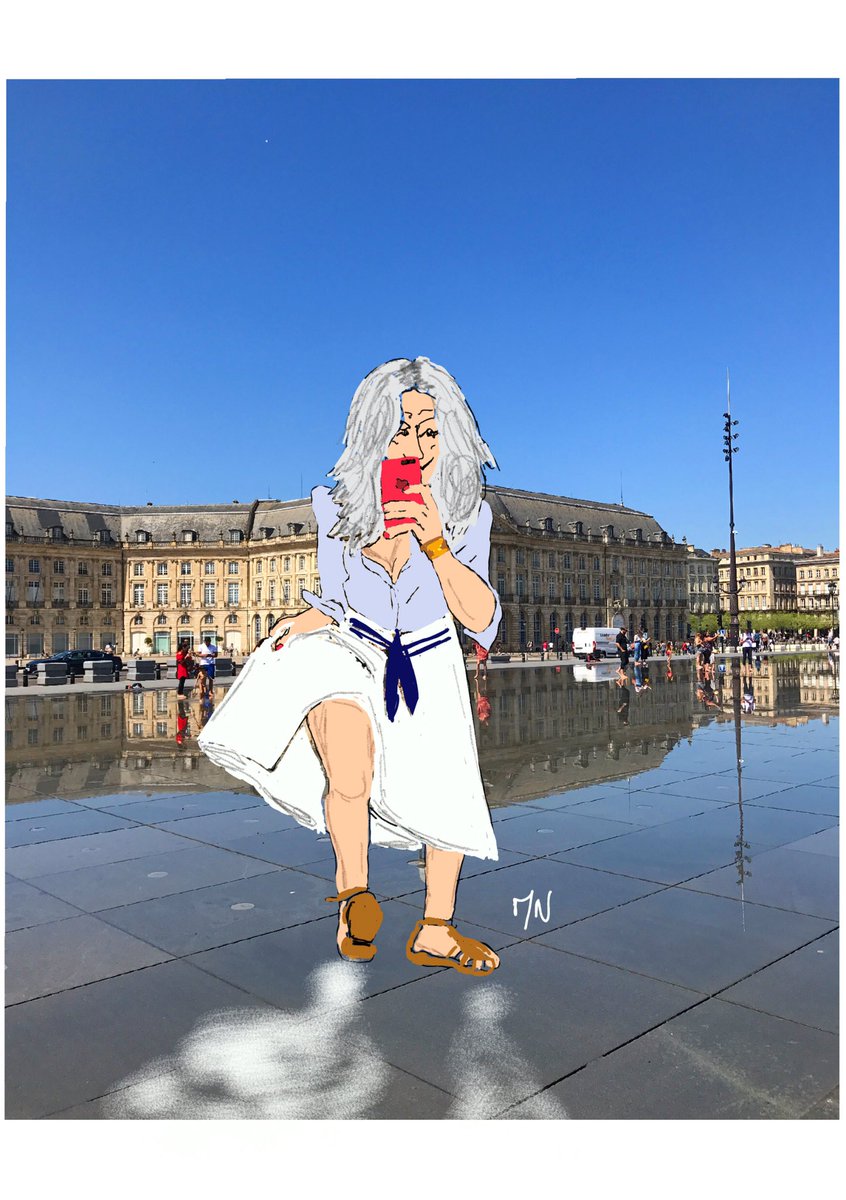 TheMarylineN's tweet photo. @SophieFontanel chère sophie je vous ai croqué dans le miroir d'eau bordelais : enjoy ! #apparition #pompompidou 💁🏻#sketching #fonelle https://t.co/zxvzOlpojB