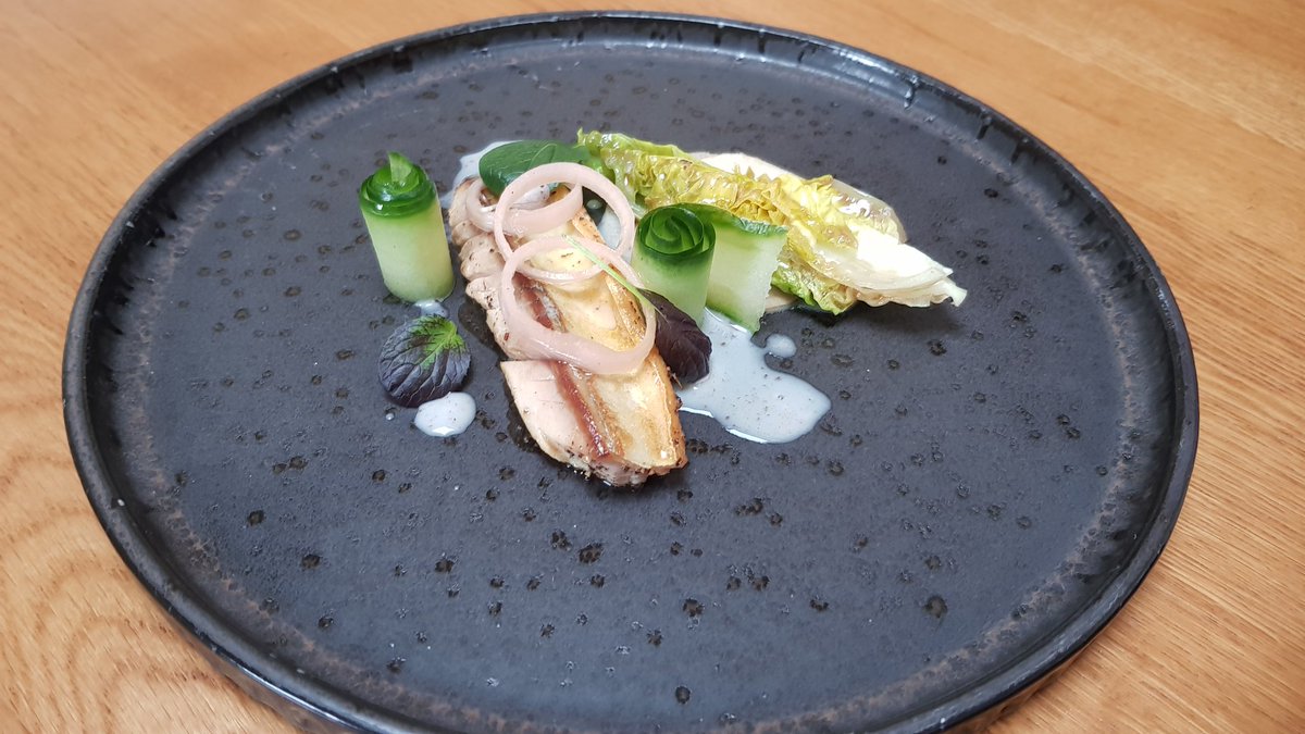 Torched mackerel,kadhai spices,pickled shallots and cucumber,braised baby gem,cumin buttermilk.
#finediningLover #progressiveindian #londonfood #foodblogger #foodism #foodie #NCSUPPERCLUBS #cheflife #supperclub #privatechef #artofplating #michelinstar #CHEF #londonbloggers