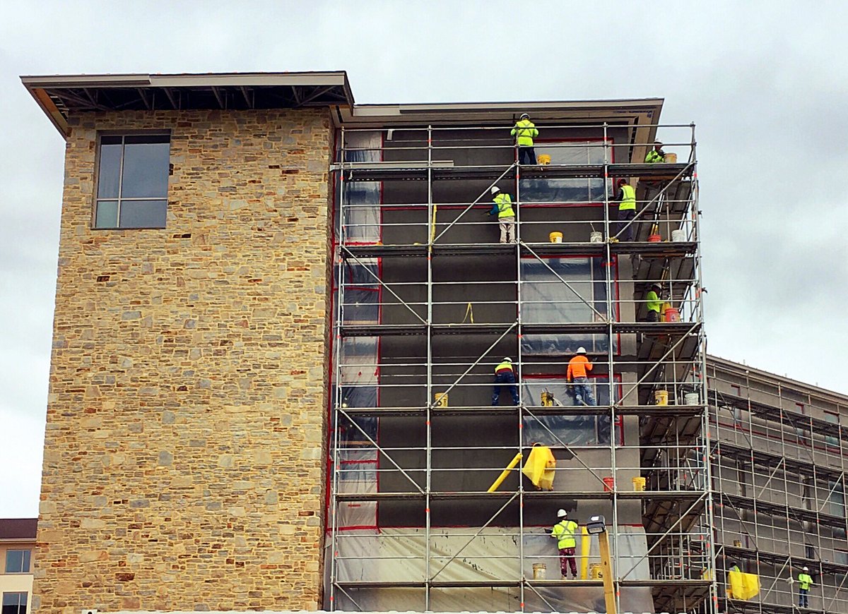 bcoker's tweet photo. Saturday workday on the #FirstYearVillage @gouchercollege. #GettingItDone #GoucherBuilds #GoucherProud https://t.co/po3e2yaems