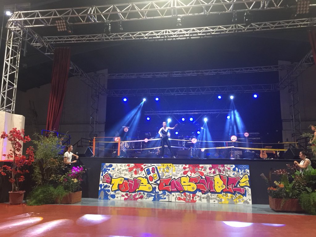 C_Babonneau's tweet photo. début de la fête de nuit Bergerac. festival des arts. twirling. fresque du festival. bravo https://t.co/06cWjY26dv